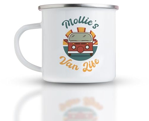 Pink Positive Personalised Campervan Enamel Mug, Retro Vintage Motorhome Mug, Campervan Decor - Camper Van Gifts
