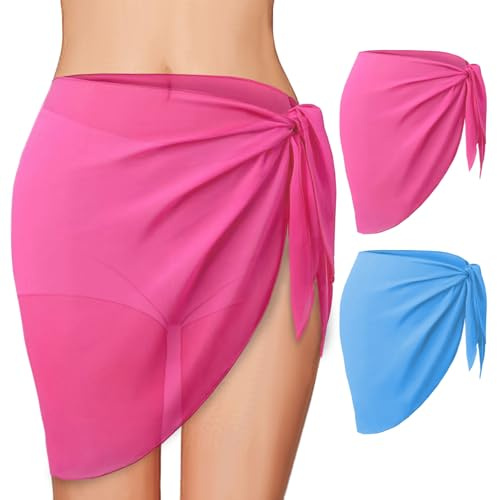 SSKHE 2 Piece Beachwear Chiffon Wrap Apron, Apron Beach Skirt, Chiffon Wrap Short Apron Summer Smock