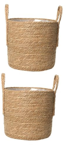 Kisangel Lot De 2 Pots De Fleurs En Paille De 20 Cm Style Rétro Panier De Rangement Décoration Dintérieur