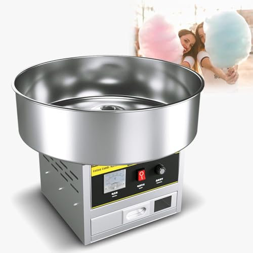 GAYAYAS Commercial Cotton Candy Machine, Electric Stainless Steel Cotton Candy Machine, Adjustable Temperature, for Kids, Home, Party, Birthday, Festival,Silver