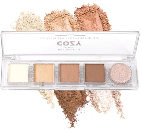 Profusion Cosmetics Mini Essentials 5 Shades Eyeshadow Palette Features Richly Pigmented Colors with Travel-Friendly Design and Crease-Free Formula - Cozy