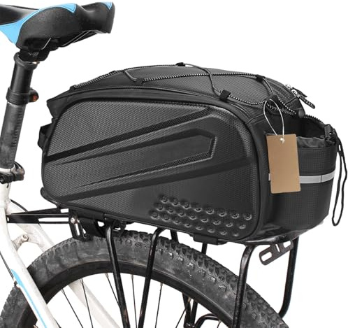 Aomiun 10L Waterproof Multifunctional Bike Rear Rack Bag - Cycle Bicycle Trunk Pannier with Shoulder and Handbag Function