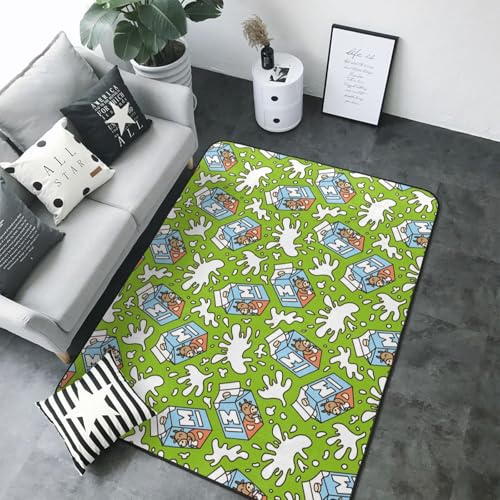 Alfombras de área para decoración de sala de estar, manta suave de vaca lechera de dibujos animados, alfombras lavables de 5 x 7 pulgadas para dormitorio, alfombra interior para dormitorio, sala de