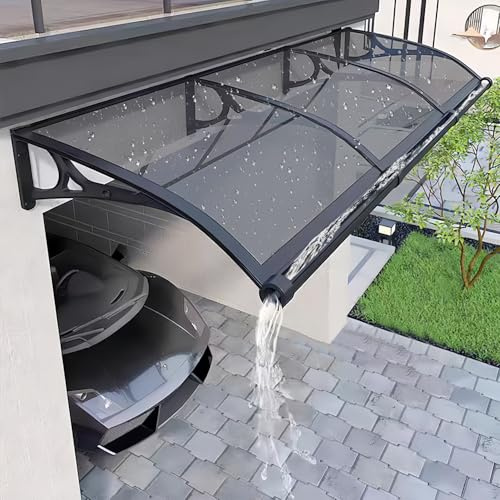 Vordach für Haustür überdachung Aus Aluminiumlegierung, Markisen für den Außenbereich, Balkon, Vordertür, Terrasse für Sonnenschutz, UV-Regenschutz, Grau 100x200cm