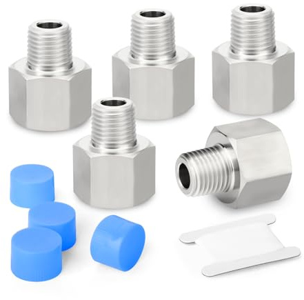 GORAGUCHI 5PCS 304 Stainless Steel Fitting, 3/8 Male Pipe x 1/2 Female Pipe, Reducer Adapter for fuel/air/liquid/oil/gas