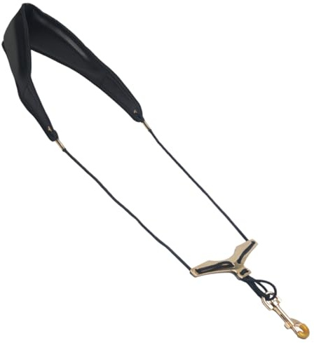 Leder Saxophongurt mit Metallhaken, Saxophon Nackengurt | Schultergurt für Tenor-, Soprund Altsaxophon, Verstellbar, Leicht und Abzulegen, Mikrofaserleder