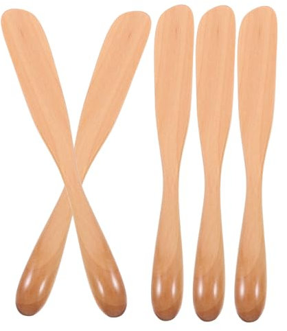 MUCKLILY 5piezas Madera Para Mascarilla Facial y Untar Mantequilla Queso Helado Mermelada Utensilios De Cocina Cocina Desayuno