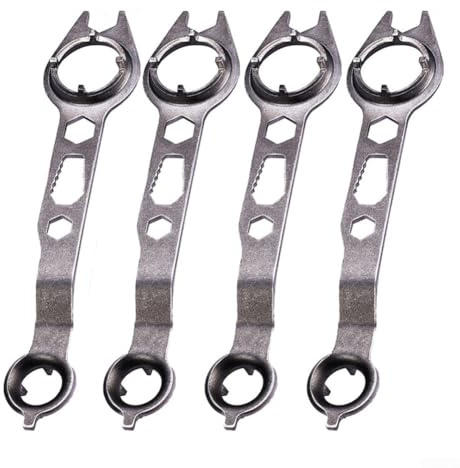 Oniissy 4-Piece Angle Grinder Wrench Set, 4-Claw Special Flange Nut Spanner, 65 Steel Hand Tool for Efficient Disassembly, 200x40mm Grey