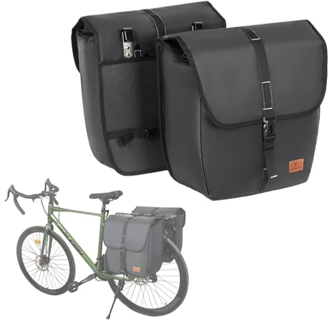 Ysislybin Confezione da 2 Borsa Bici Posteriore, Borse Bici Laterali Impermeabile, 2X20L Borse per Bicicletta, Grande Capacita Patta Borsa per Portapacchi per Strada Montagna Ciclismo Viaggio