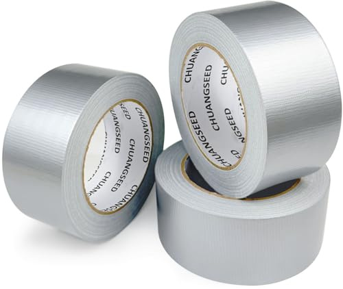 CHUANGSEED Lot de 3 rouleaux de ruban adhésif étanche et résistant pour réparations, bricolage, artisanat, regroupement et boîtes de déménagement, utilisation en intérieur/extérieur - Argenté - 50 mm