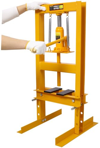 Luxebough Pressa idraulica da 6 tonnellate per rimozione di cuscinetti a U, altezza regolabile, design con telaio ad H in acciaio, utensile industriale resistente, finitura professionale (giallo)