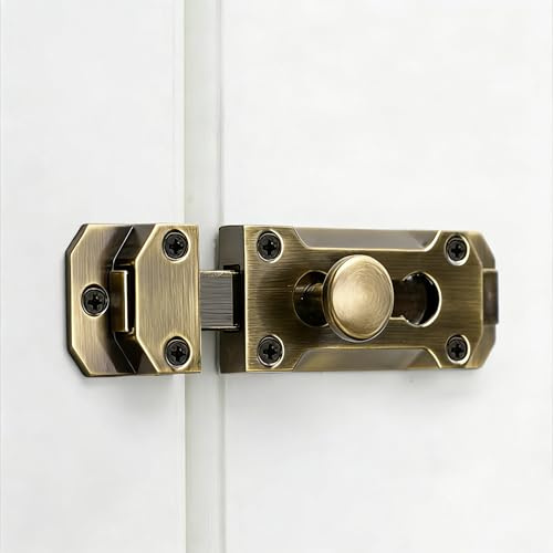 Barrel Slide Door Bolt 3 Inch Zinc Alloy Brass Door Bolt Lock Internal Antique Security Sliding Latch Locks with Screws for Garden Gate Securing Internal External Doors, Bronze Tone