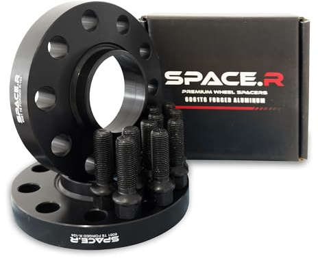 SPACE.R 1 Pair of 20mm Hubcentric Wheel Spacers Compatible with Mercedes C Class W205 | E Class W212 W213 | C63 AMG | Includes M14x1.5 Extended Black Radius Bolts | 5x112 | 66.6 Centre Bore