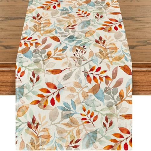 pclapora Runner da Tavolo Autunnale, Runner Da Tavolo con Foglie, Decorazione per Cucina, Sala da Pranzo, Stagionale Decorazione per Interni ed Esterni, Vacanze, Feste