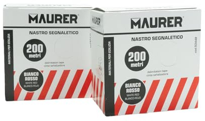 Kombi Nastro segnaletico bianco/rosso 400 m (2×200 m) – Larghezza 7 cm – Alta visibilità per cantieri, delimitazioni, eventi – Rotolo resistente per uso professionale