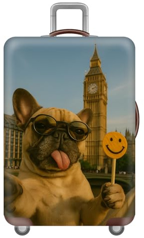 KofferhüLle Mit Tiermotiv,Gato Perro kofferschutzhüLle,Hochwertiges,Elastisches Material,Modischer Kofferschutz,Waschbar Und Kratzfest,Luggage Cover,KofferüBerzug,Kofferschutz (Bunt 1,M(22-24inch))