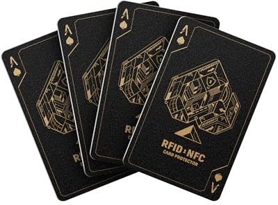 DUGRAFT Tarjeta de Bloqueo RFID [4 Piezas], Protector de Tarjetas de Crédito, Débito y Pasaporte, Diseño Ace