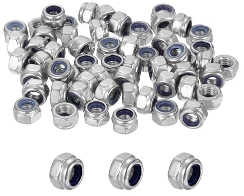QUARKZMAN 60 Pcs Tuercas Autoblocantes De Nylon M5x0.8mm Para Muebles | Tuercas Hexagonales Autofrenantes De Roscado Grueso, 304 Acero Inoxidable, Electrónicos Máquinas DIY
