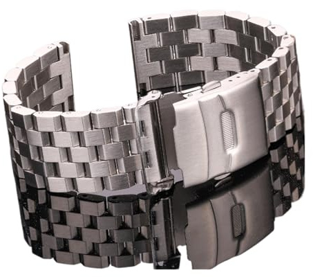 FYXT Solid Rostfritt Stål Klockrem Armband 18mm 20mm 22mm 24mm Silver Borstat metallklockband Kvinnor Män Klocktillbehör(22mm)