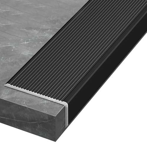 Treppenkantenprofil 100 cm Schwarze Alu Stufen-Kantenprofil für Fliesen/Laminat/Holz/Vinyl(W 70 x H 30 mm)