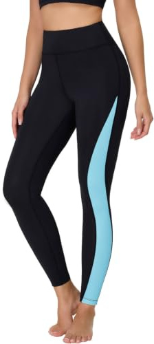 Havideto Legging de natation pour femme - Taille haute - Protection UV UPF 50+ - Séchage rapide - Résistant au chlore - Avec slip intérieur et poches, Noir/bleu., XXL
