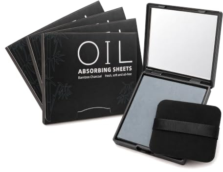 MOTIBACK Oil Blotting Paper with Mirror Case, 400 Count | Natural oil absorbing sheets for face makeup. Portable mirror case design for daily commute and travel.