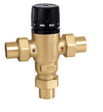 Caleffi 521609A Cal 3-Way Thermostatic Mixing Valve, Low-Lead Brass 1-Inch Sweat