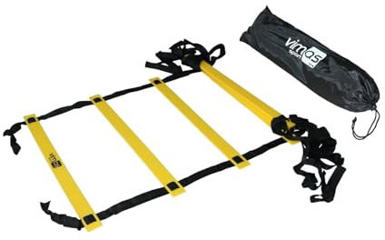 VIMAS SPORT Escalera de Agilidad, 4 Metros, Amarillo, PVC, para Entrenamiento de Coordinación y Velocidad, Ejercicios de Salto y Zigzag