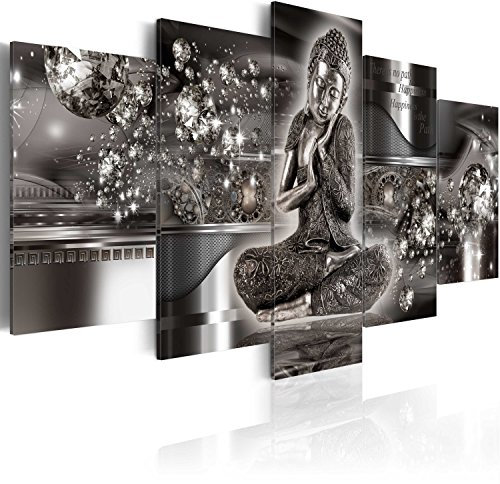 Cuadros B&D XXL - Cuadro de cristal acrílico Buda Zen Spa 100x50 cm Impresión de 5 Piezas Pintura sobre Vidrio Imagen Gráfica Decoracion de Pared h-A-0053-k-p