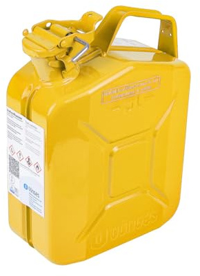 Dönges Benzinkanister 5 Liter Metall gelb | TÜV, GS, UN geprüft | GGVS Zulassung | Stahlkanister für Benzin, Diesel & Bio Ethanol | Kanister, Blechkanister, Reservekanister, kraftstoffkanister