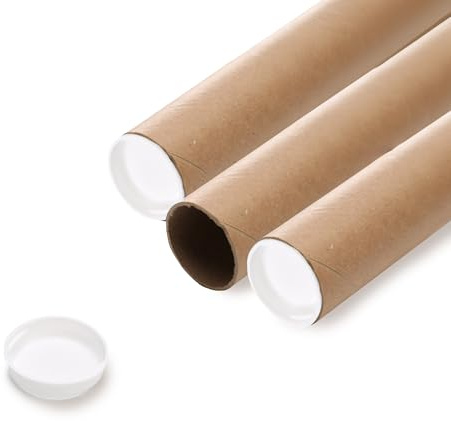 The Boxery Brown/Kraft Shipping, Storage, Posters, Arts, Crafts, Documents, Mailing Tubes s 2 inch x 15 inch - 50 PACK, Made in the USA, Reusable and Recyclable