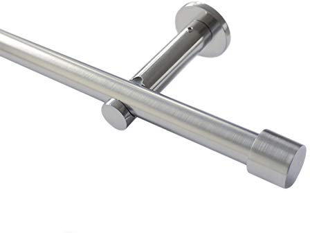 HUGG Gardinenstange Cap (vm.77) Ø 16mm, Wandmontage, Edelstahl-Optik - 100 cm