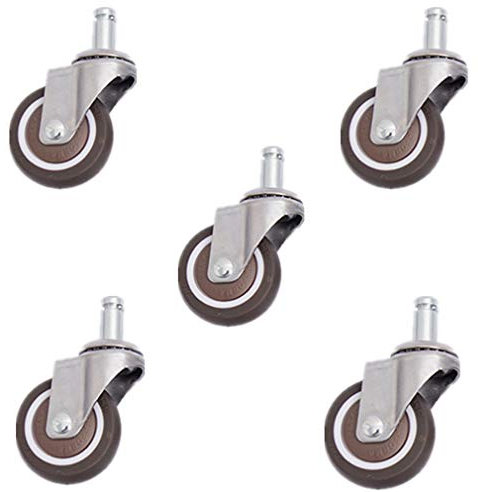 Set 5 STK Lenkrollen aus Gummi,Bürostuhl Rollen,Ersatzrollen Drehstuhlrollen,Durchmesser 40mm(1.6 Zoll)/50mm(2 Zoll),mit Kugellager Laufen Glatt Kein Lärm