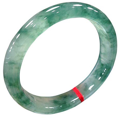 AKT Grüner Jade Armband Armreif für Frauen Handgeschnitzte Smaragd Armreifen Lady Schmuck, Echte Natürliche Jade der Klasse A,52-54mm