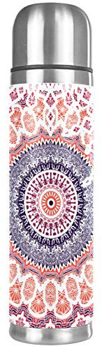 Orange Mandala Vacuum Cup Flask Insulated Stainless Steel Flask for Hot and Cold Beverages
