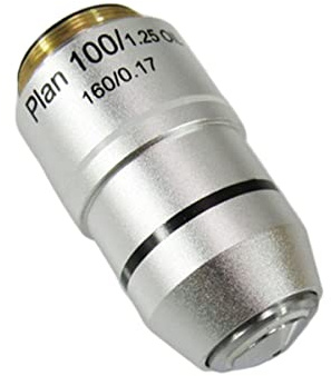 ZTBH Mikroskop-Zubehör-Kit Biologischer Plan Achromatische Objektivlinse Mikroskopische Objektträger (Color : 100 Times (Oil Lens))
