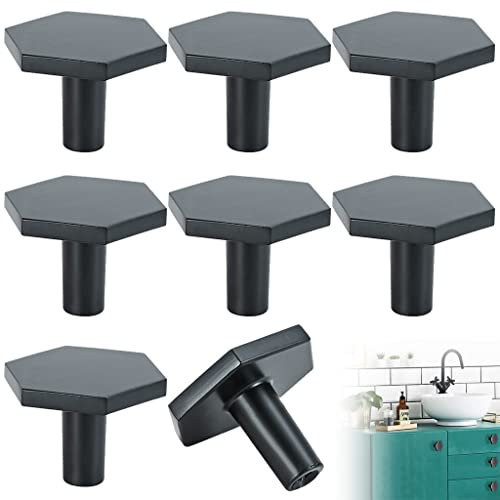 8Pcs 36 * 26 mm Noir Portes de Meuble Cuisine Tiroir, Boutons de pour Placards Hexagone en Alliage de Zinc, Boutons de Meubles pour Placards de Cuisine