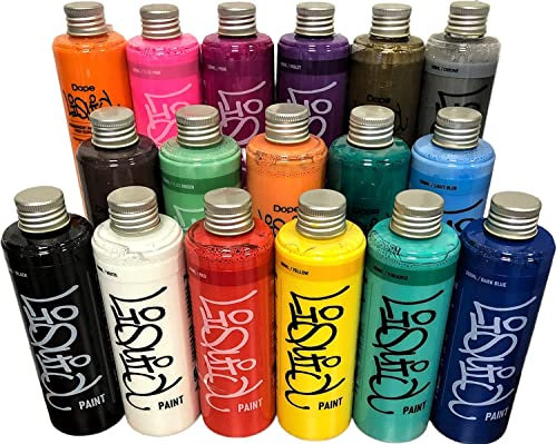 KLAMOTTEN STORE Lackfarbe zum Nachfüllen schwarz 200ml Kunststoffflasche - Lackfarbe auf Alkoholbasis - hochglänzend - Dope Liquid