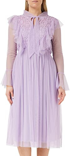 Frock and Frill Abito Ricamato Floreale Vestito per Occasioni Speciali, Lilla, 44 Donna