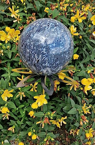 Jürgen Bocker Garten-Ambiente Blütenzauber Paris Rosenkugel 15 cm Edelstahl Gartenstecker Deko mit Stab 80 cm (blau)