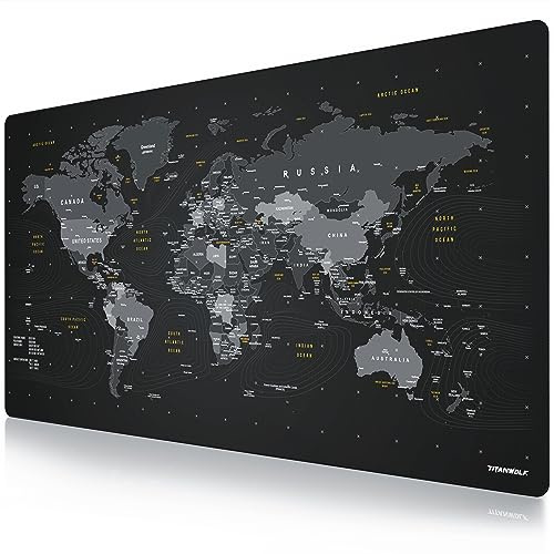 Titanwolf - XXXL Übergröße Mauspad 1500x800mm - XXXL Großformat - Schreibtischauflage - gummierte Rückseite - rutschfest und abwaschbar - Gaming - Präzision und Geschwindigkeit - Weltkarte