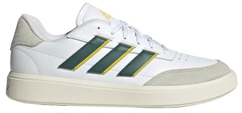 Adidas Hombre Courtblock Shoes, Cloud White/Green/Utility Yellow, 39 1/3 EU