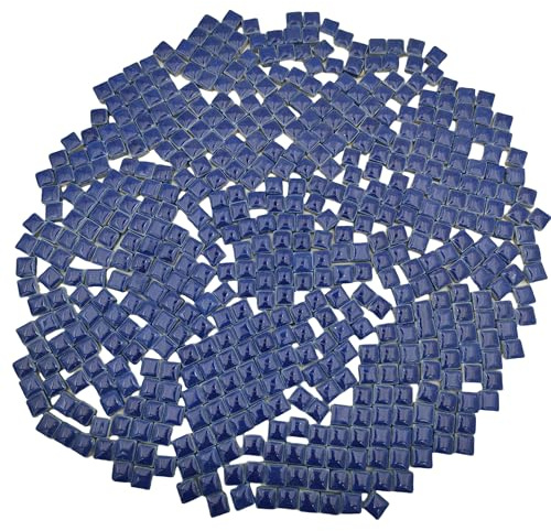 500 g fyrkantiga keramiska mosaikplattor, 500 st 1 x 1 cm handgjorda kreativa mikromosaikdelar för älskare gör-det-själv mosaikprojekt och heminredning (marinblå)
