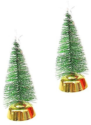 SilteD 1 Stück bunter Weihnachtsbaum, Tisch, Weihnachtsbaum, geschmückt, kleine Krippendekoration aus Zedernholz, Mini-Miniatur-Weihnachtsdekoration, künstliche