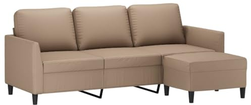 vidaXL Sofa 3 Sitzer, Couch mit Fußhocker, Liegesofa für Wohnzimmer, Polstersofa Sessel Relaxsofa Loungesofa Relaxcouch TV Sofa, Cappuccino Braun Kunstleder