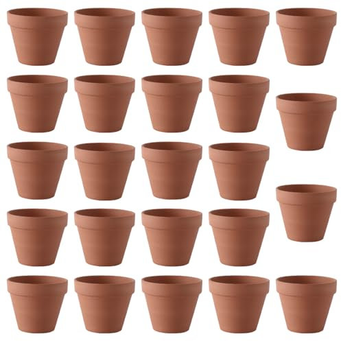 Xreuctop 24 Stück Terracotta Blumentopf, 3.5 x 3 cm Tontöpfe Klein, Terrakotta Töpfe mit Abflussloch, Tontöpfe Zum Basteln, Mini Blumentopf Ton für Drinnen und Draußen Dekorieren