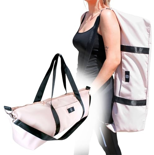 DOJA Barcelona Yogatasche XXL Groß Rosa - Robuste und Geräumige Yoga Tasche für Matte und Zubehö - Yogamatte Tasche mit Griffen, Schultergurt und Taschen - Ideal für Yoga Damen und Alltagstauglich