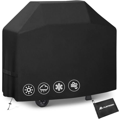 Flintronic Grillabdeckung, Grill Abdeckhaub Wetterfest, Oxford-Stoff Gasgrill Abdeckhaube, Wasserdicht Grill Haube, reißfest, UV, für Brinkmann, Weber, Char Broil (147 x 61 x 117cm)