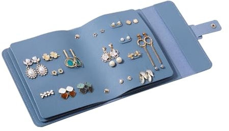 Reise Schmuck Organizer Rolle Ohrringbuch, Ohrringbox, Schmuckrollen zur Ohrringaufbewahrung, Organizer, Schmuckorganizer, geschmeidiges PU-Leder, ein kleines Buch zur Aufbewahrung Ihrer Ohrringe(Blue