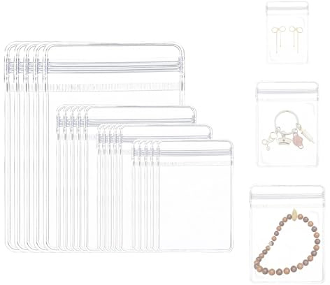 Schmuckbeutel 80 Stück Pvc Kleine TüTen Kleine Säckchen Aufbewahrungsbeutel | Transparente Beutel, ReißVerschluss Tasche für Schmucksäckchen Verpackung, Ohrring Ring Halskette